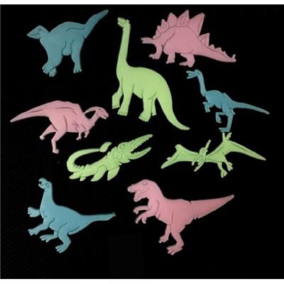 9 Dinosaures PVC adhésifs phosphorescents 9 cm