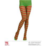 Collants d'Elfe/Clown Rayés Rouge et Vert (XL)