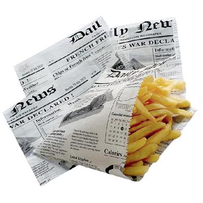 50 Cornets frites papier alimentaire imprimé journal - 13 x 13 cm