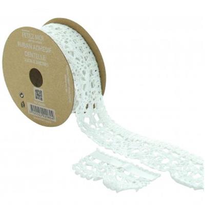 Ruban de dentelle blanche adhésive 2.50 cm x 3 mètres