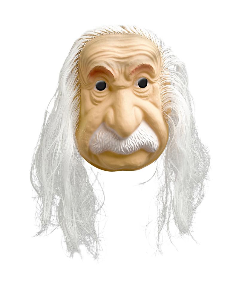 4 masques Einstein PVC souple avec cheveux adulte - 25 x 17 cm