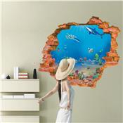 Sticker 3D adhésif aquarium sous marin (87 x 56 cm)