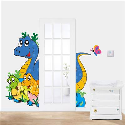 Stickers adhésifs bébés dinosaures entre porte (100 x 45 cm) (34 x 67 cm)