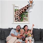 Sticker 3D adhésif grande girafe (74 x 79 cm)