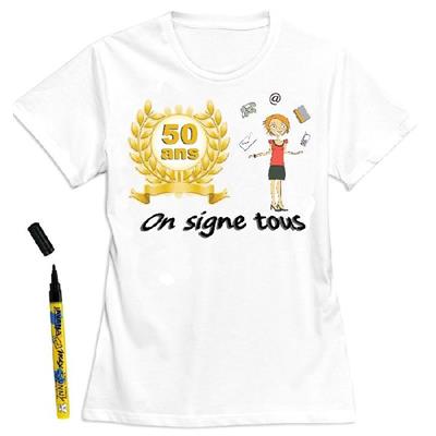 T-Shirt femme 50 ans à dédicacer - Taille M