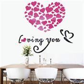 Sticker miroir éclats de c&#0156;ur/loving you - 80 x 80 cm