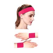 Set sport- 2 bracelets et serre-tête rose fluo