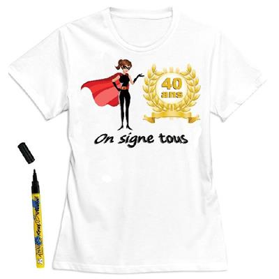 T-Shirt femme 40 ans à dédicacer - Taille M