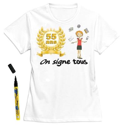 T-Shirt femme 55 ans à dédicacer - Taille M