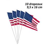 10 Drapeaux USA 10 x 16 cm sur tige pvc 25 cm