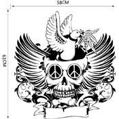 Sticker adhésif art déco crâne gothique (58 x 61 cm)