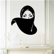 Sticker adhésif beau visage femme musulmane (42 x 48 cm)