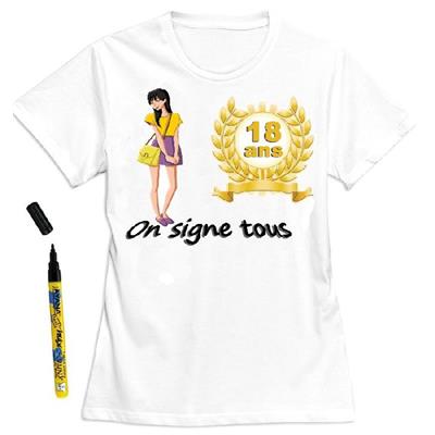 T-Shirt femme 18 ans à dédicacer - Taille S