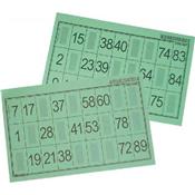 100 Cartons-feuille loto vertes numérotés 10 x 15 cm