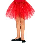 Tutu fillette rouge à paillettes étoilées - 2 couches - 4/10 ans