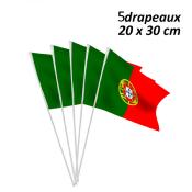 5 Drapeaux Portugal 20 x 30 cm sur tige pvc 50 cm
