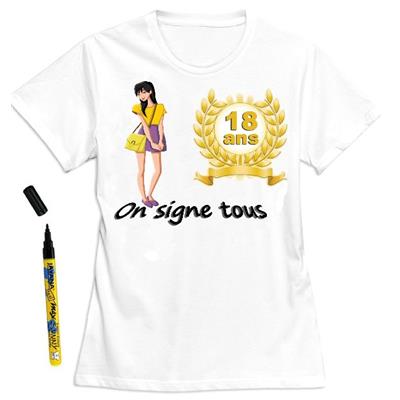 T-Shirt femme 18 ans à dédicacer - Taille XL