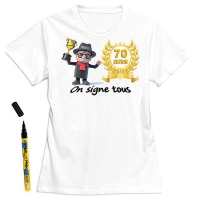 T-shirt homme à dédicacer 70 ans - Taille XXL
