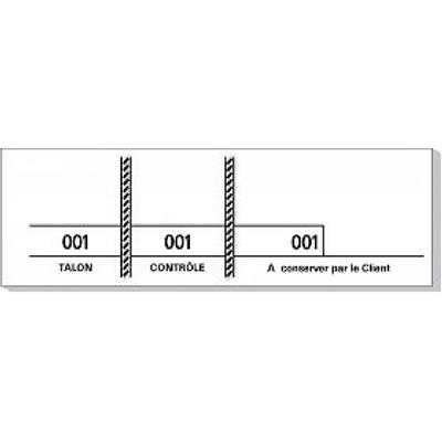 Carnet de 100 tickets blancs numérotés 3 souches -48 x 150 mm