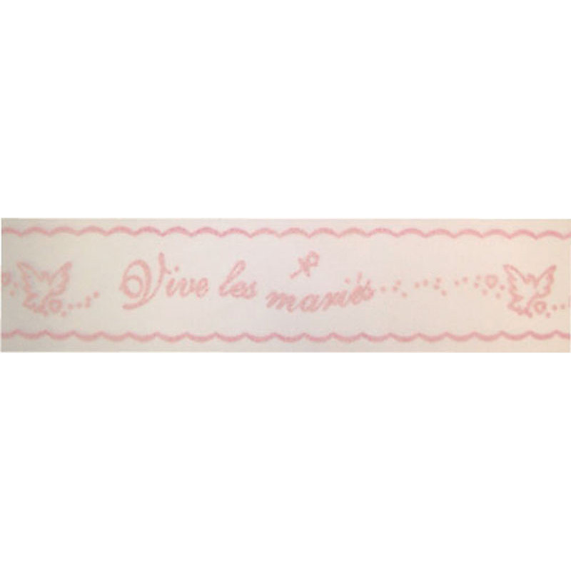 Plaquette de tulle rose vive les mariés - 8 mètres