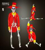 Squelette articulé 40 cm vêtu rouge déco