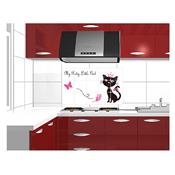 Sticker adhésif chat et ustensiles de cuisine style carrelage (45 x 70 cm)