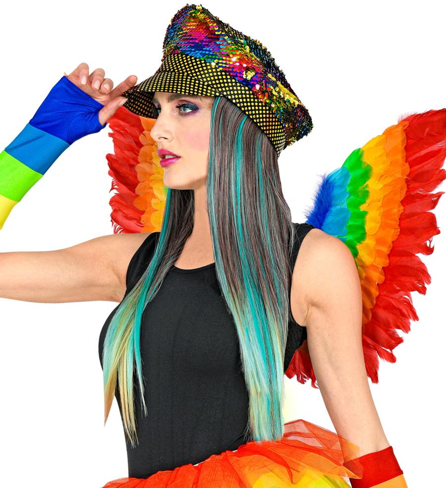 Set angel biker ( ailes multicolore et casquette avec cheveux d'ange)