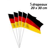 5 Drapeaux Allemagne 20 x 30 cm sur tige pvc 50 cm