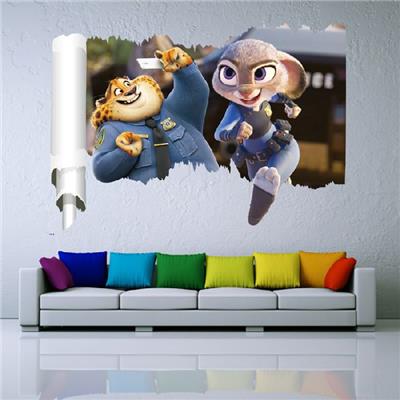 Sticker 3D adhésif personnages zootopia (50 x 70 cm)