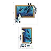 Sticker 3D adhésif fausse fenêtre pingouins sortants (64 x 80 cm)