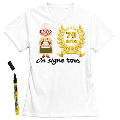 T-Shirt femme 70 ans à dédicacer - Taille L