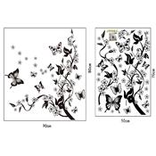 Stickers adhésifs art déco fleurs de vigne et papillons (80 x 90 cm)