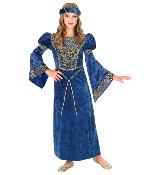 Costume demoiselle bleu renaissance velours - 11/13 ans