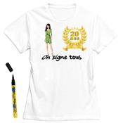 T-Shirt femme 20 ans à dédicacer - Taille L