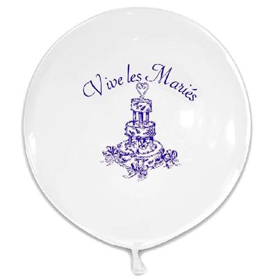 6 ballons géants blancs 50 cm "vives les mariés