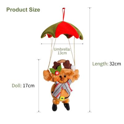 Set Père noël et ours sur parachute 36 cm - déco noel