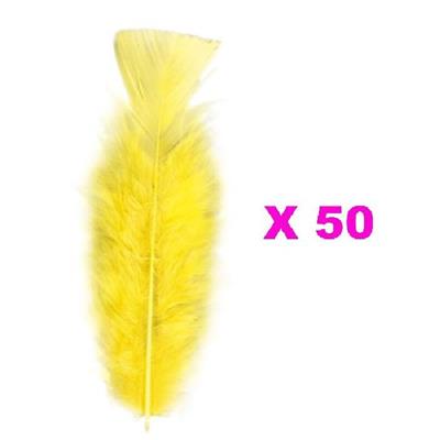 Plumes Droites Jaunes (15cm) - Lot de 50