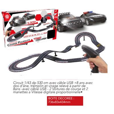 Circuit course tremplin 530 cm avec 2 voitures USB