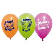 10 Ballons bonne retraite 30 cm assortis