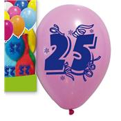 10 Ballons anniversaire 25 ans 30 cm assortis