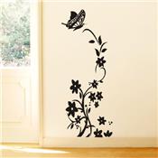 Sticker adhésif fleurs papillons noirs réfrigérateur (50 x 140 cm)