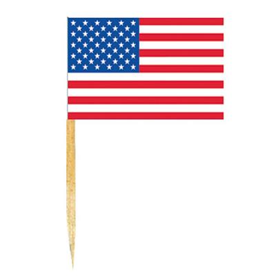 50 piques cocktails mini drapeau USA - 3.5 x 2.5 cm