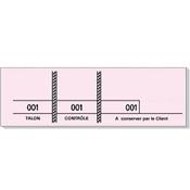 Carnet de 100 tickets roses numérotés 3 souches - 48 x 150 mm