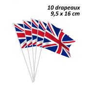 10 Drapeaux Angleterre 10 x 16 cm sur tige pvc 25 cm