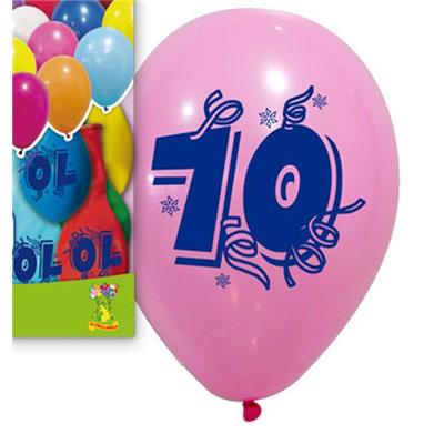 10 Ballons anniversaire 70 ans 30 cm assortis
