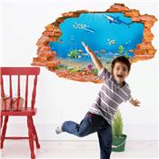 Sticker 3D adhésif aquarium sous marin (87 x 56 cm)