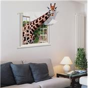 Sticker 3D adhésif grande girafe (74 x 79 cm)