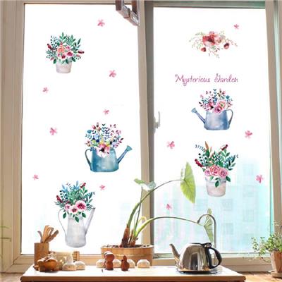 6 Stickers adhésifs pots de fleurs champêtres de 20 à 30 cm