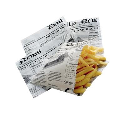 50 Cornets frites papier alimentaire imprimé journal - 17 x 17 cm