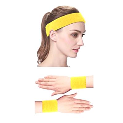 Set sport- 2 bracelets et serre-tête jaune fluo